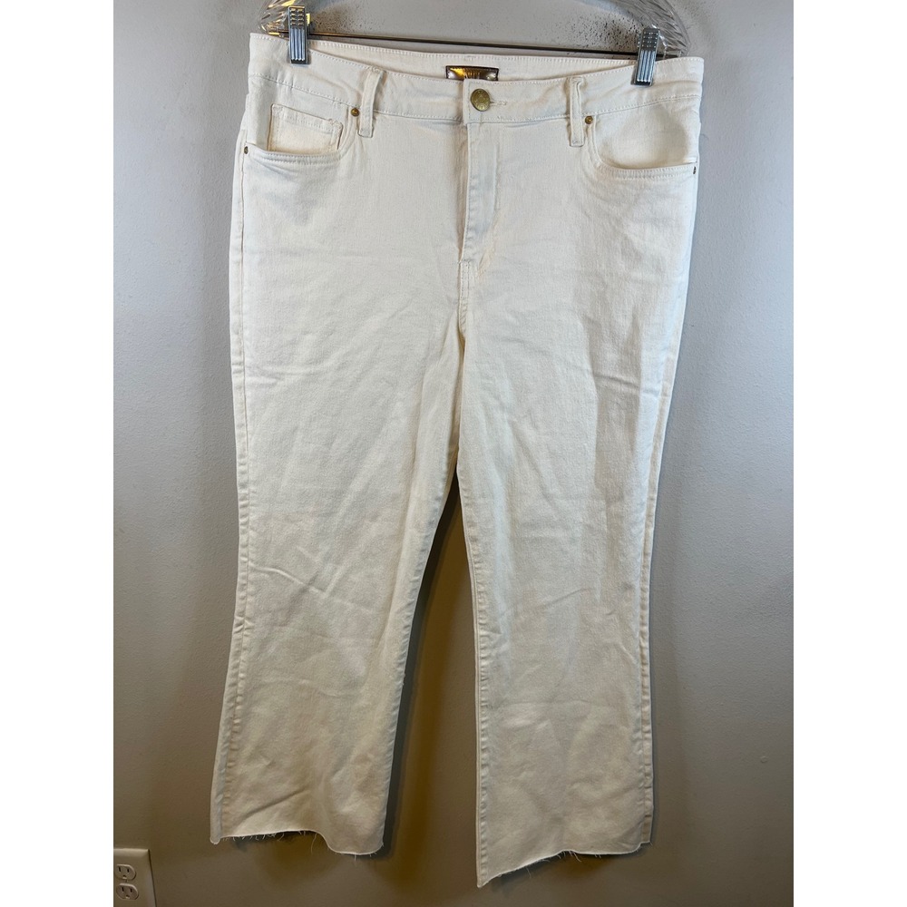 KUT from the Kloth Womens Kelsey High Rise Ankle Flare Jeans White 14